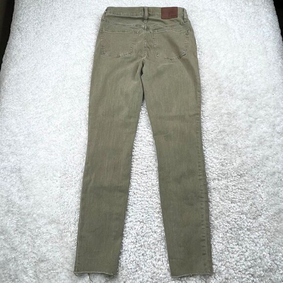Madewell 9" High Rise Skinny Jean Green Raw Hem - Picture 3 of 14